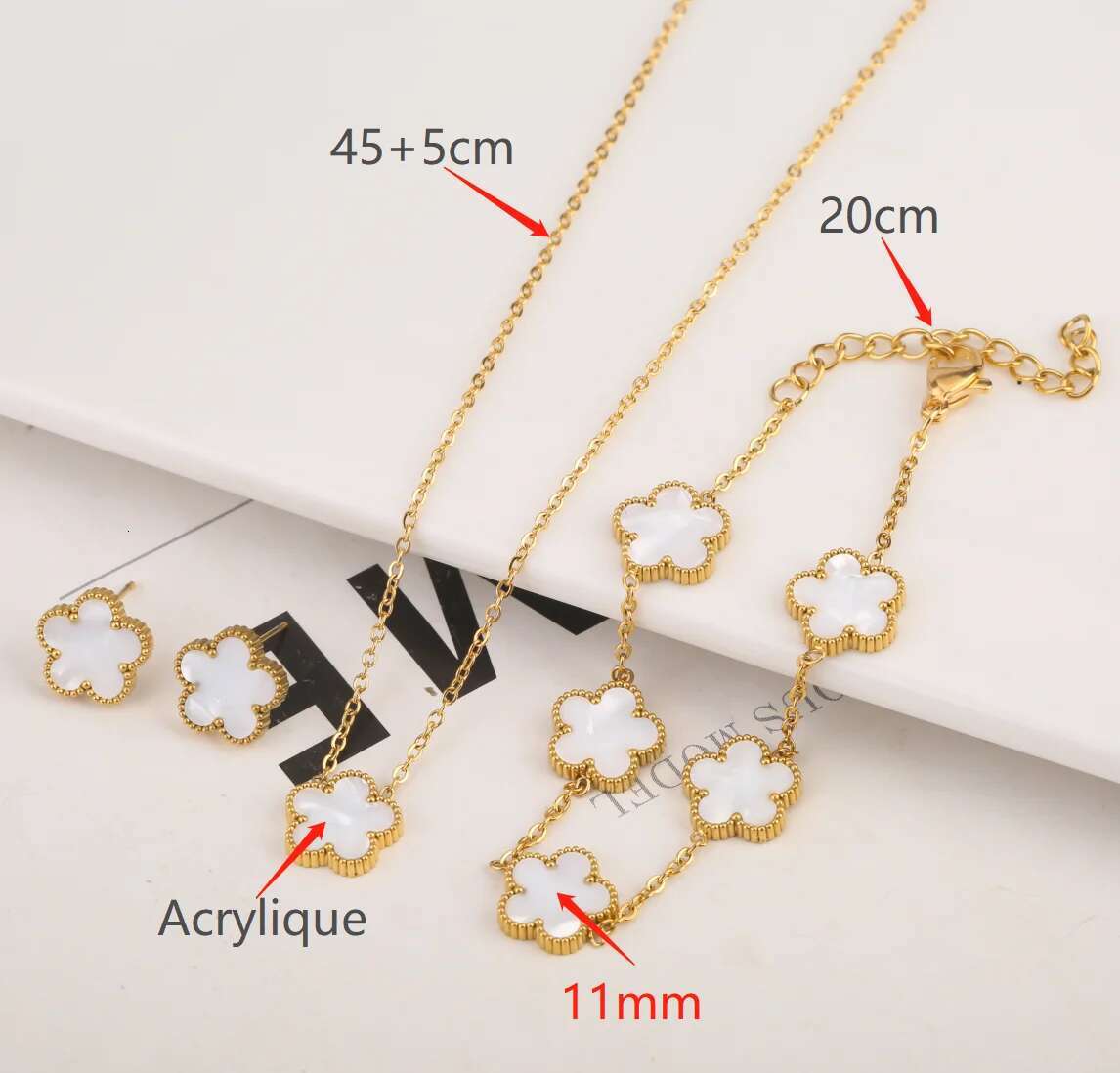 Adjustable New Design Gold Plated Stainless Steel 316L Plant Wer Bracelet With Five Leaf Petals Women's Gifts Clover