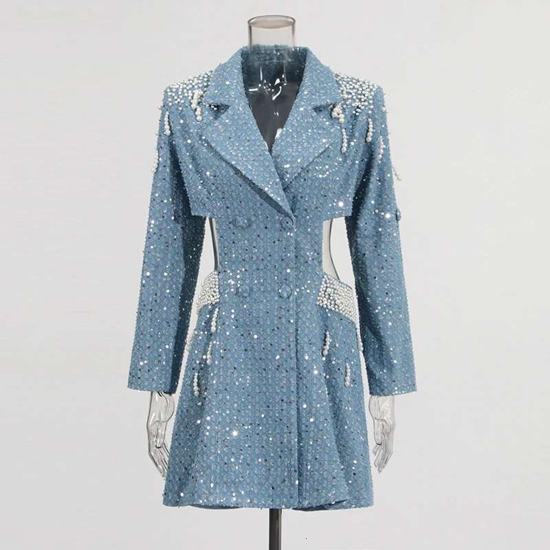 TWOTWINSTYLE Hollow Out Dresses For Women Notched Collar Long Sleeve Patchwork Embroidered Flares Chic Dress Female Fashion New