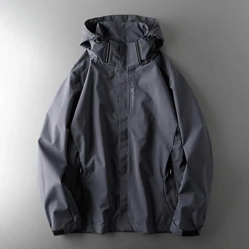 2023 New Mens Coat Spring Autumn Blue Casual Male Jacket Can Take Off The Hat Wind Proof Waterproof Outdoor Sweater Large TopT250311
