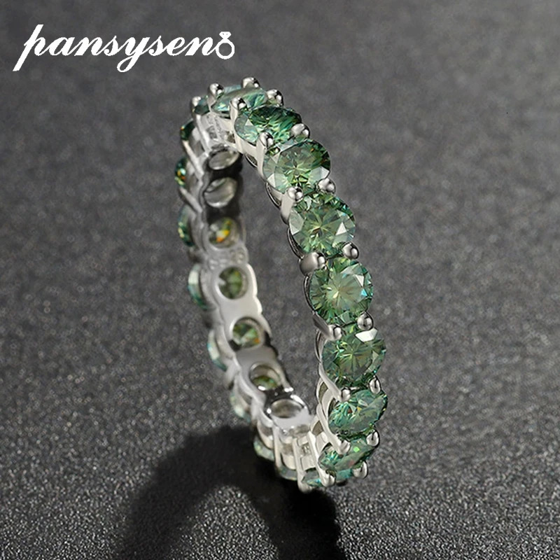 PANSYSEN 4MM 03CT D Color VVS1 Rings for Women Engagement Wedding Bands 925 Sterling Sliver Ring Wholesale 250213