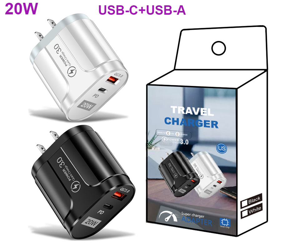 Travel Charger AU UK EU US Plug Fast Charging Wall Adapter 5V3A 20W USB C Charger for iPhone 16 15 14 iPad Tablet Universal Mobile Phone Device