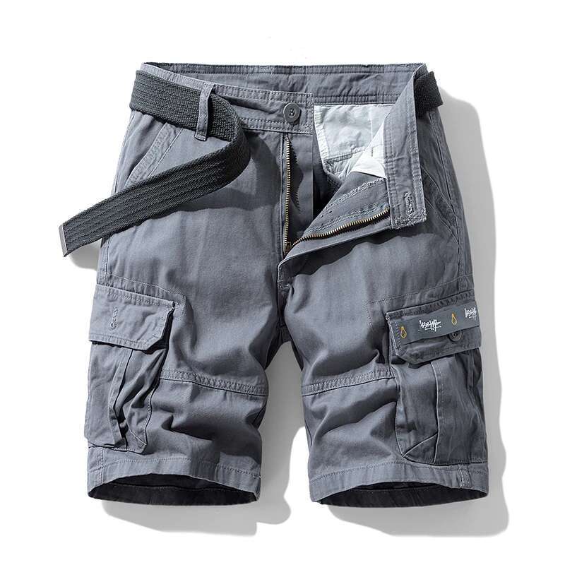 Summer Sports Men's Multi Pocket Oversized Loose Casual Pants Pure Cotton Wear-Resistant Knee Length Workwear Shorts