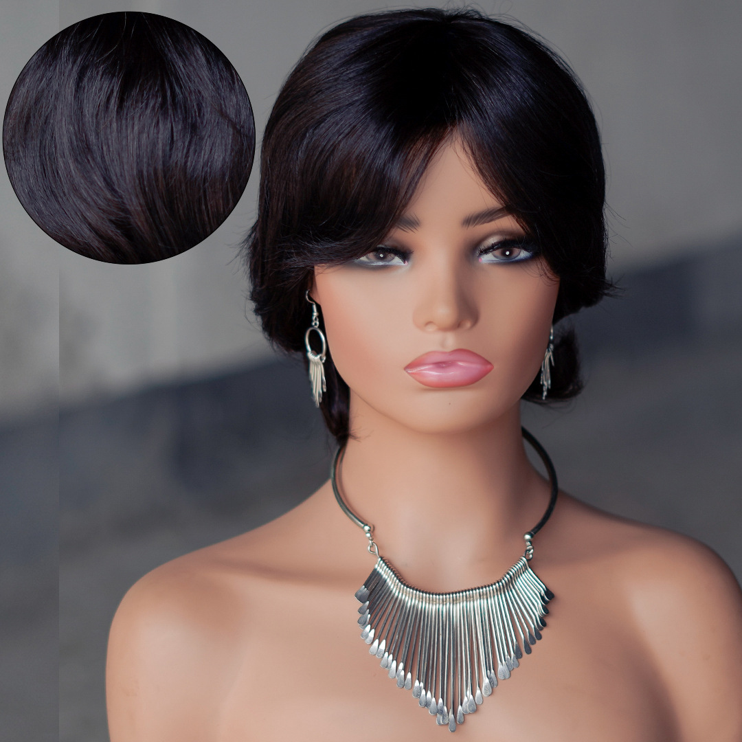 6 Inch African-Inspired Short Pixie Cut Wig - 100% Real Human Hair Machine-Made Weft, Lightweight & Glueless Fit, Perfect for Bold, Trendy, and Natura