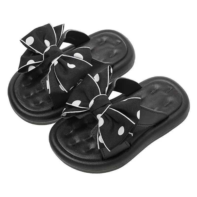 Summer Childrens Slippers Girls Princess Bow Non-slip Soft Sole SlippersT250311
