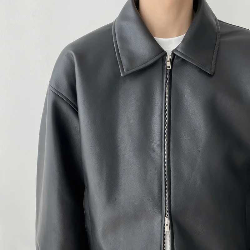 Autumn Black Leather Jacket Men Fashion Oversized Leather Jackets Mens Streetwear Korean Loose Hip-hop Bomber Jacket Men CoatT250311