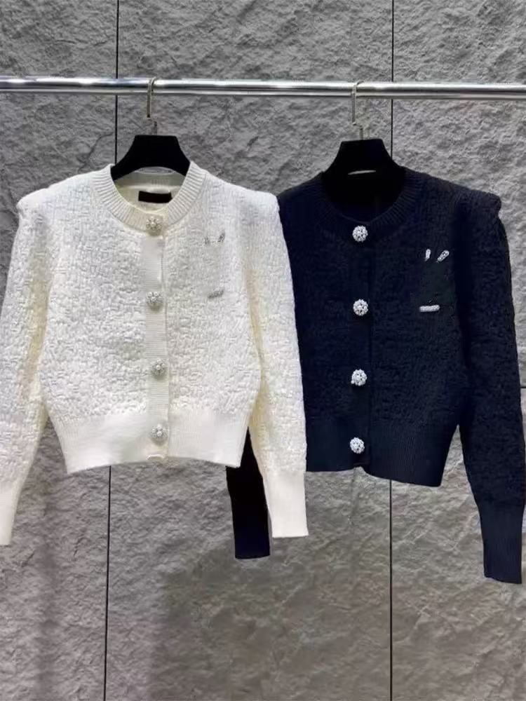 Designer brand New Women's Designer Embroidered V-neck Knit Cardigan - Soft Loose Fit women's jacket coat Short knitted cardigan light luxury sweater jacket