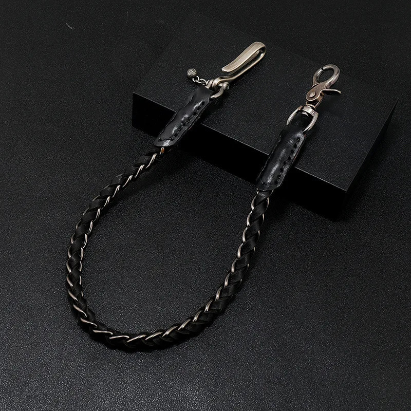 Punk Rock Leather Metal Pants Waist Chain Men Women Key Chain Big Ring Wallet Keychain Jeans Unisex Hip-hop Jewelry Gift 250303