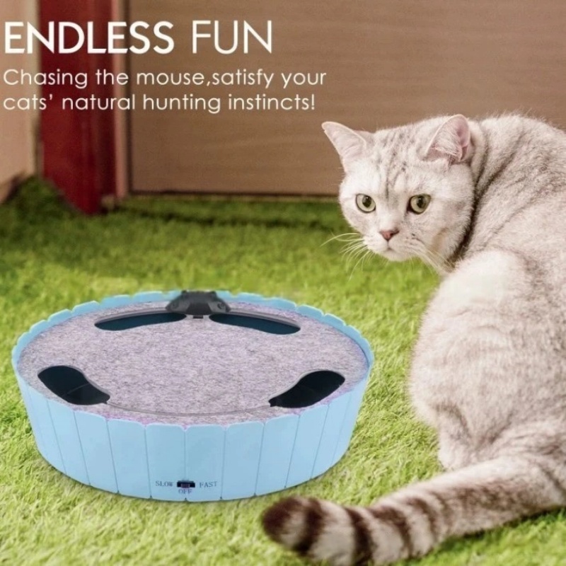 Pawaboo 4 Holes Whack-a-mole Electric Cat Toy,Interactive Cat Toy with Running Mouse, Pop and Play Hide Seek Cat Toy,Pet Supplies,Blue