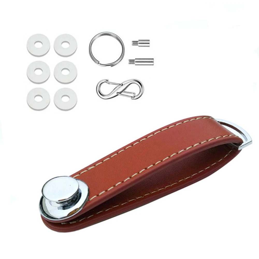 Car Key Pouch Bag Case Wallet Holder Chain Ring Collector Housekeeper Pocket Organizer Smart Leather Keychain 250311