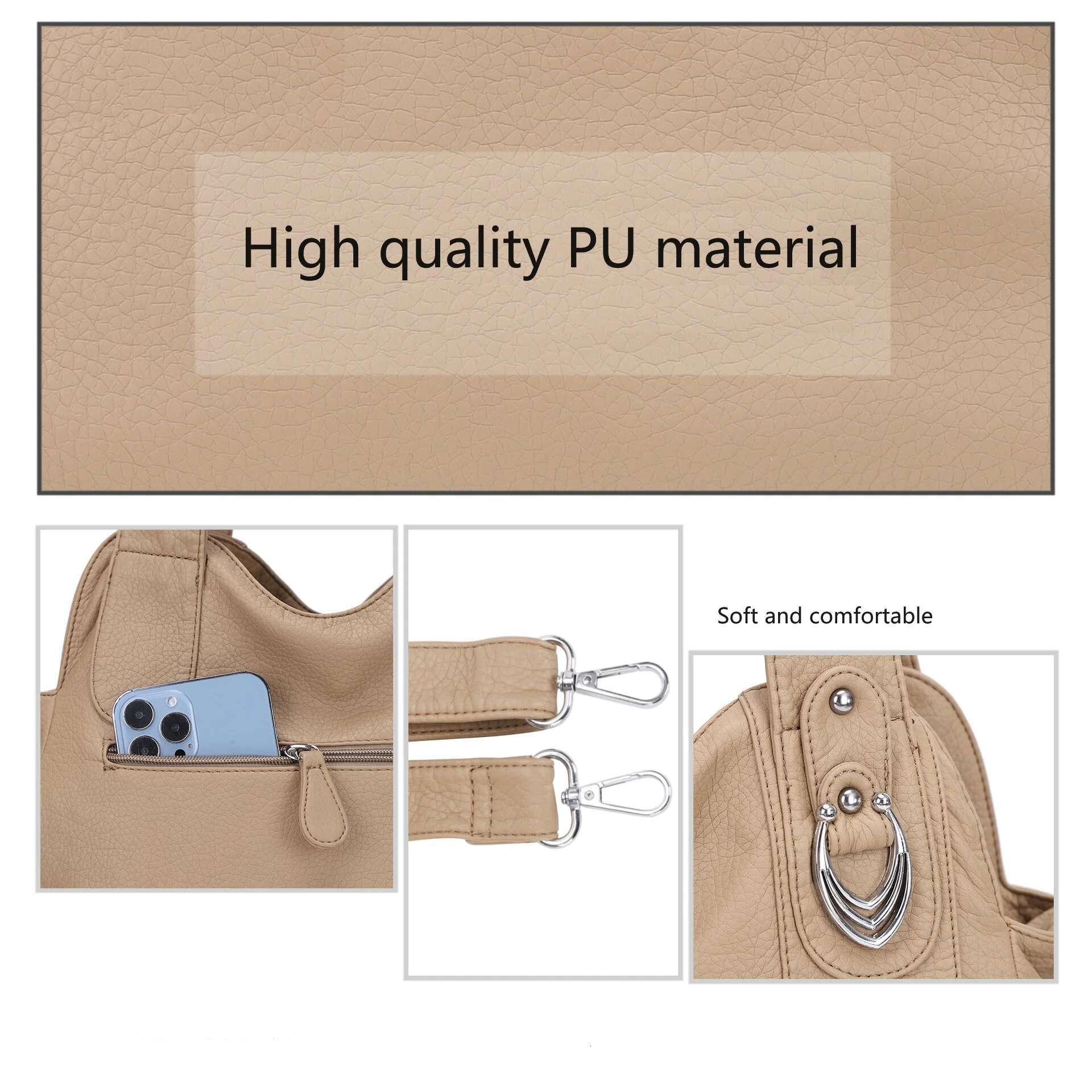 Angelkiss Women Soft Handbags PU Shoulder Satchel Top-Handle Handbag Dyeing Dumpg Pack Multi-Pockets Crossbody Bag