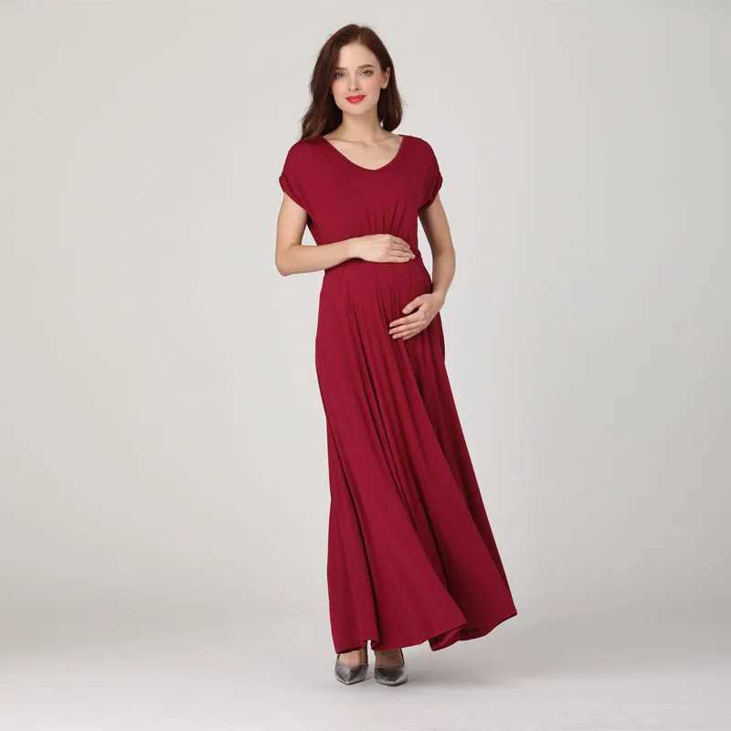 Wholesale Fashion Long Maternity Clothes Maxi Nursing Breastfeeding Dress Pregnant Long Dress Invisible Zippers Drop ShippingT250311