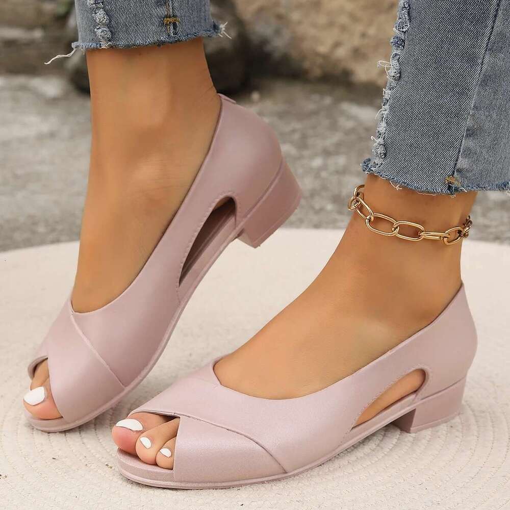 Summer New Women's PVC Sandal Bag Fish Mouth Thick With Fashion Flat Casual Single Shoes