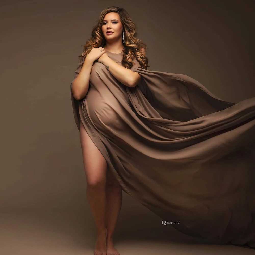 Soft Chiffon Fabric Maternity Photography Props Dress Studio Shooting Accessories Transparent Tulle Cloak Simple Modeling Fabric X250224