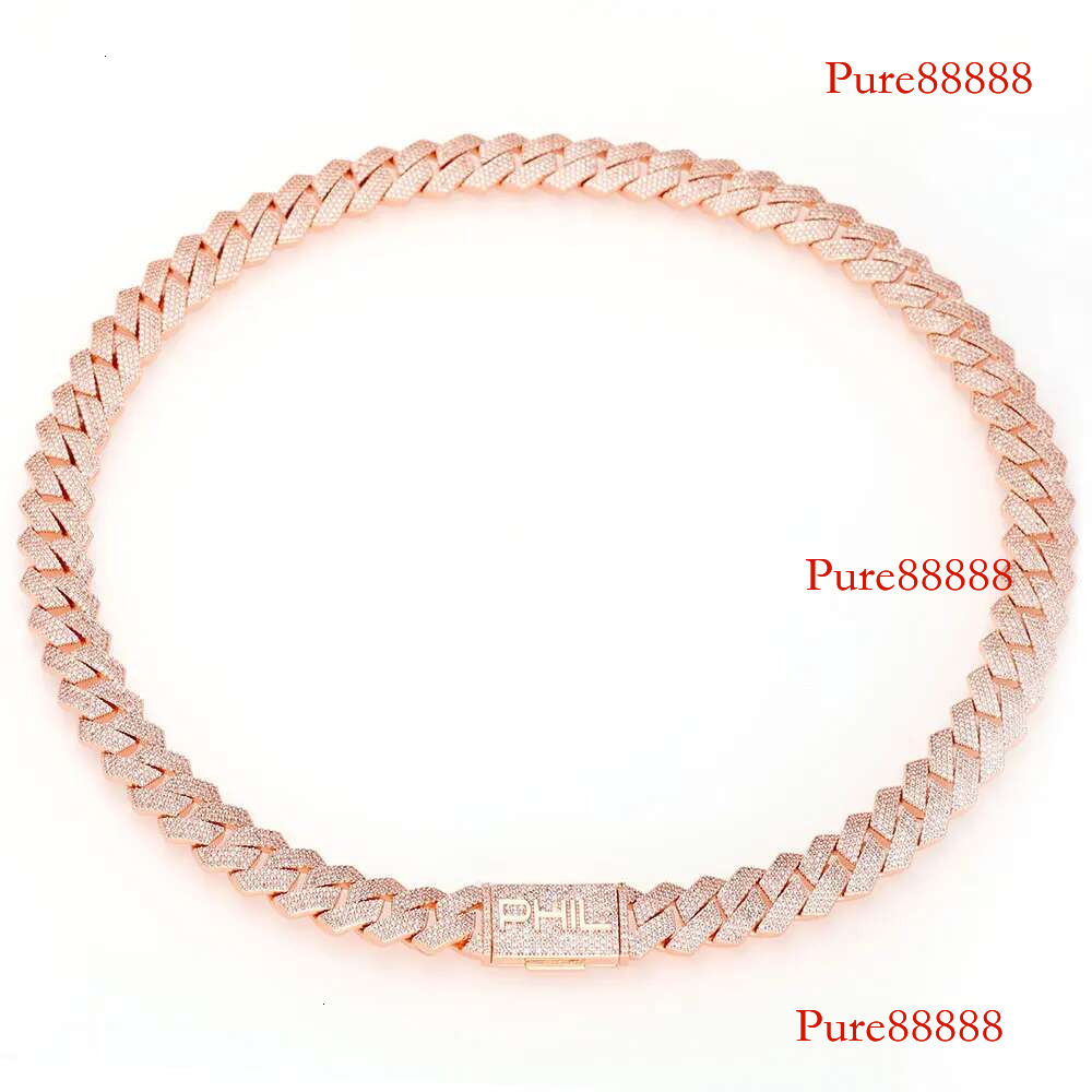 15mm CZ Iced Custom Four Letter Box Clasp Cuban k Chain Man Hip Hop Bg Full Dia Rose Gold Plated Necklace