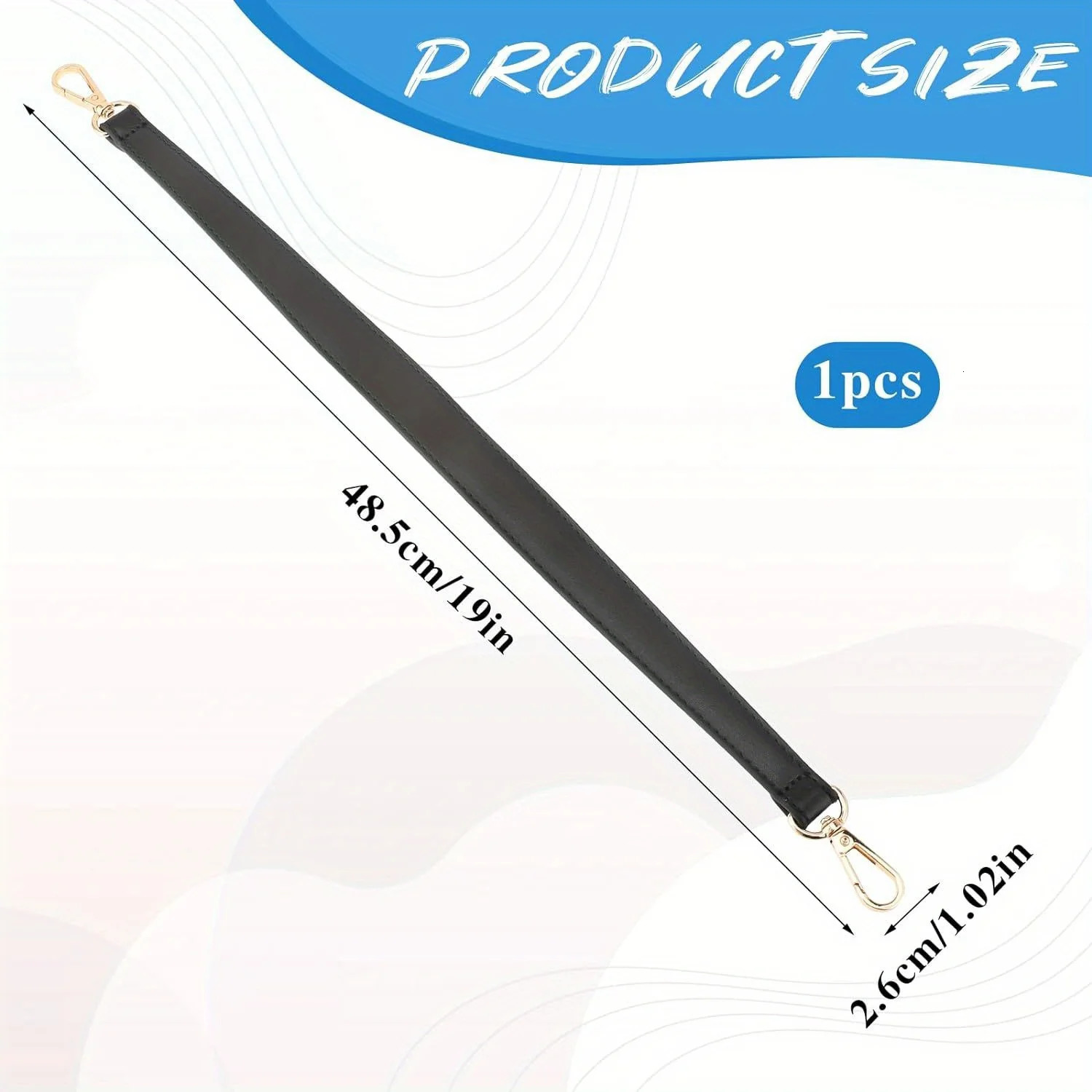 Shoulder bag black leather wallet shoulder strap handle 19 inch alternative with sliding buckle 250311