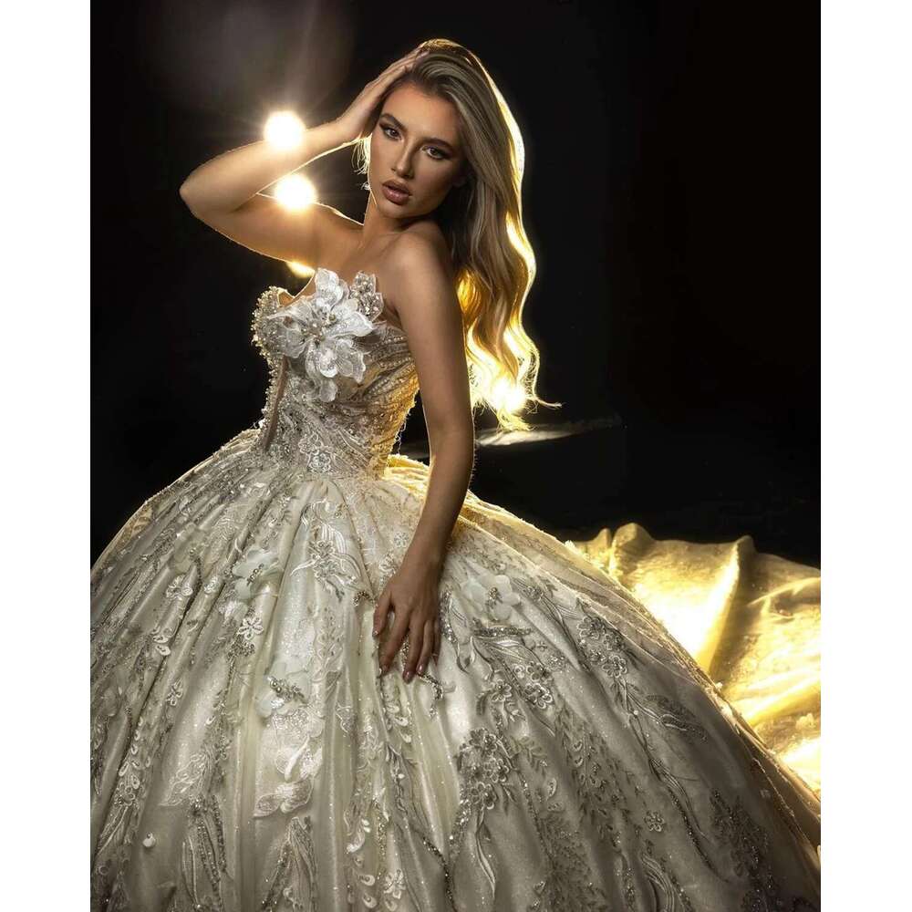 uoso applique arabic dresses sleeveless wedding dress backless beading crystal custom
