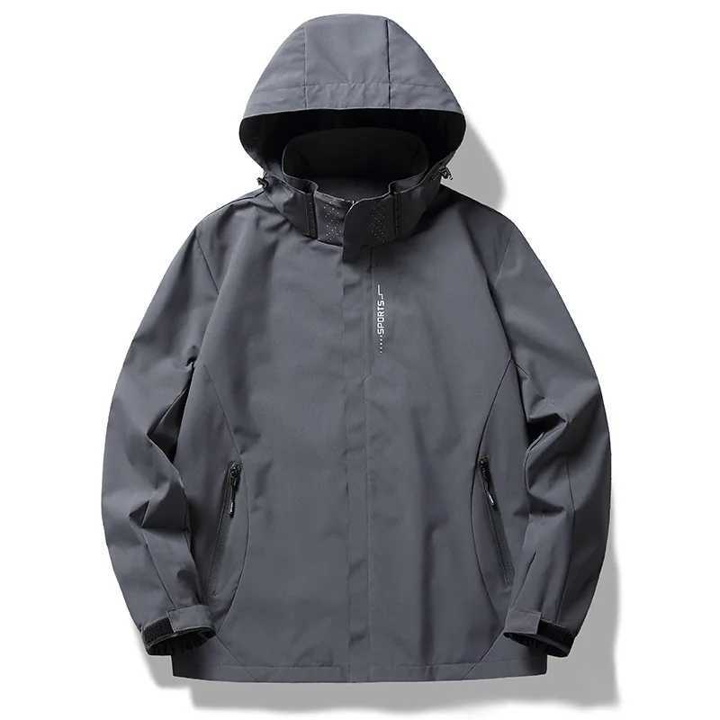 Outdoor Waterproof Windbreaker Mens Tactical Detachable Cap Camping Fishing Coat New Spring plus size Casual Lightweight JacketT250311