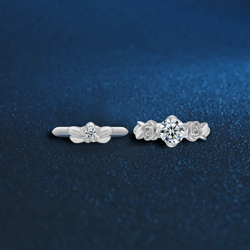 925 sterling silver Mozambique diamond ring for women European and American fashion flower shaped to give girlfriend 250311