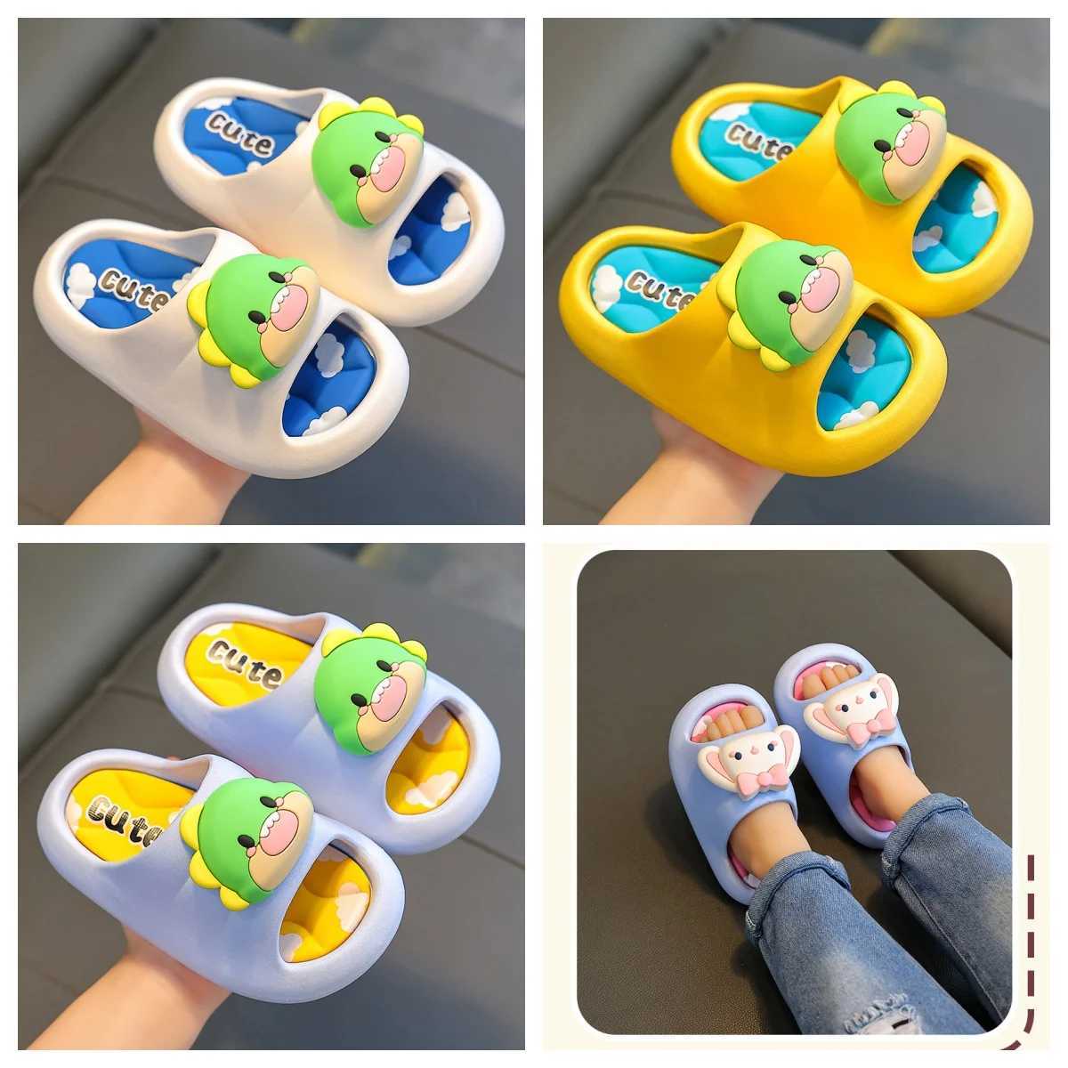2024 Summer Girls Slippers Children Sandals Slippers Princess Cartoon Indoor Non-slip Bathroom Bath Cute Soft Sole Kids SlippersT250311