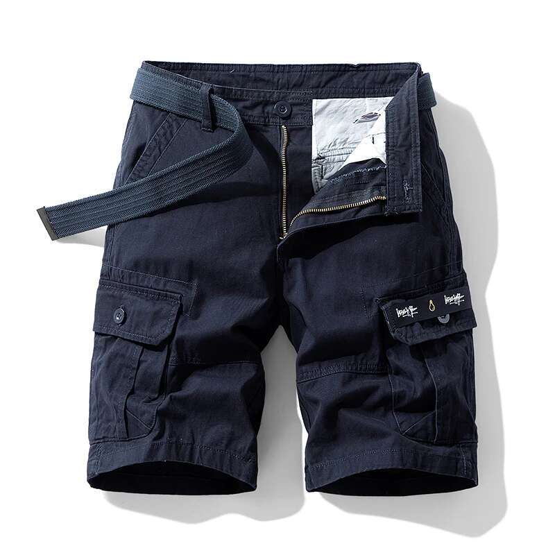 Summer Sports Men's Multi Pocket Oversized Loose Casual Pants Pure Cotton Wear-Resistant Knee Length Workwear Shorts