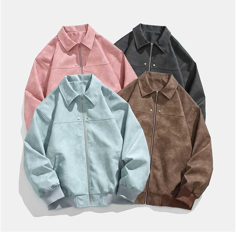 Autumn Mens Leather Jacket Fashion Vintage Biker Motorcycle Faux Leather Coat Women Casual Windbreaker Bomber Loose OvercoatT250311