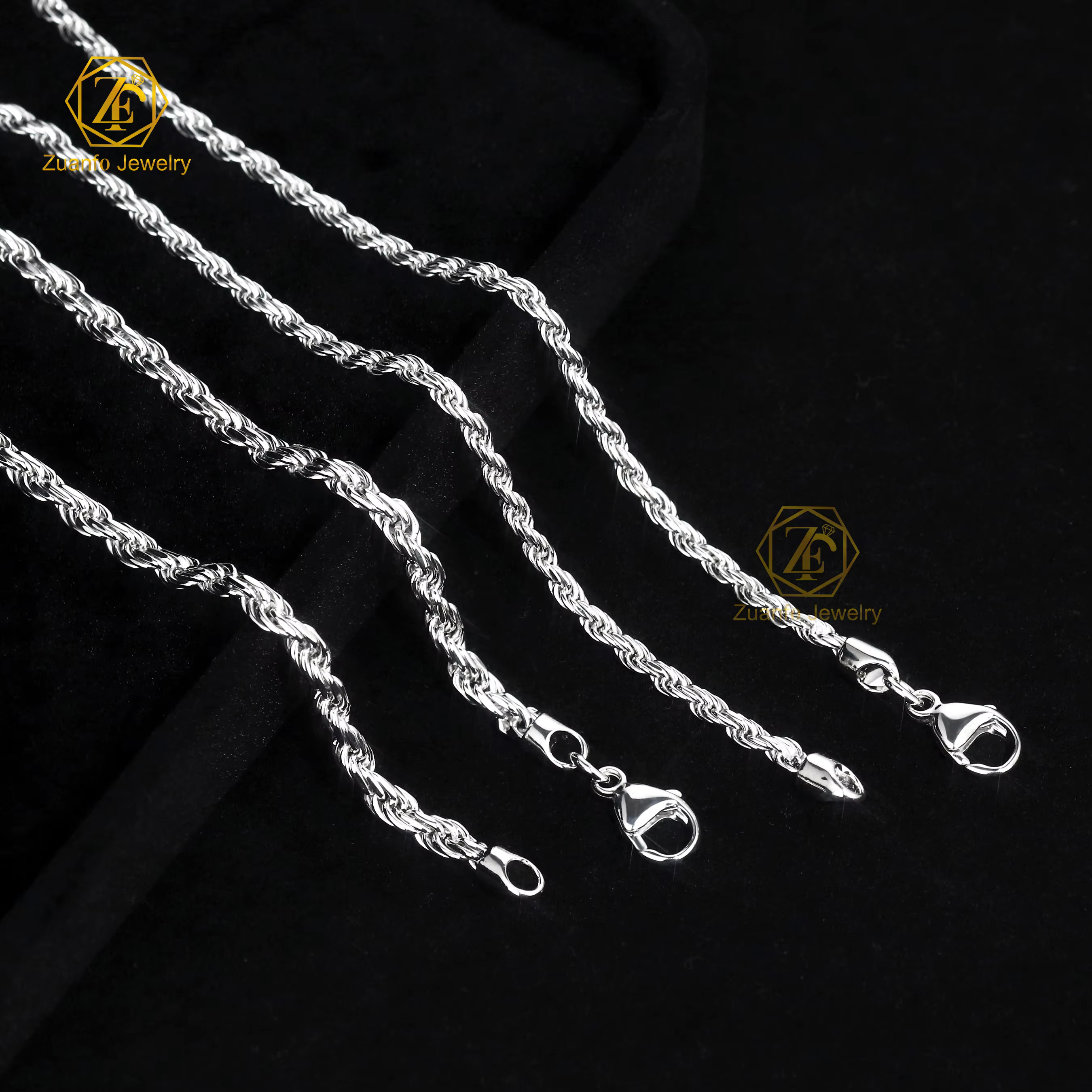 Wholesale Price 18k Real Gold Plated Rope Chain 3.0mm 925 Sterling Silver Twist Chain Necklace