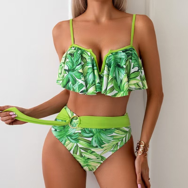 2025 Designer Swimsuit Split Style Sexy Color Blocked Women's Swimsuit Luxury Fashion Nylon Bikini Outdoor Beach Wear Casual Wear