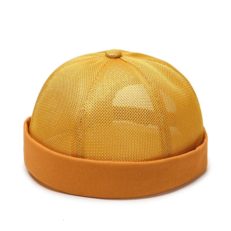 Simple American Retro No Brim Watermelon round Cap Pure Mesh Hat Breathability Men Women Hip Hop 250311