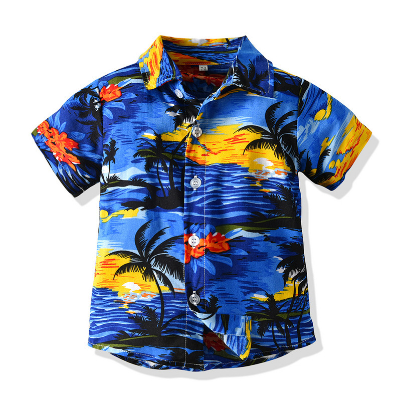 Ddmyshoesvip Children Shirt Summer Short Sleeved Flower Collar Cardigan Boys Versatile Casual Cotton Top New Clothing