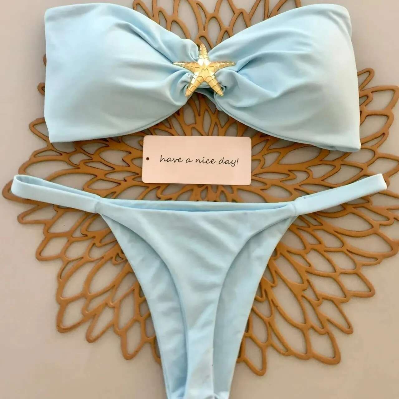 2025 New Women's Swimsuit Fashion Sexy Women's Designer Swimsuit Bikini Set Solid Color Strapless Split Swimsuit Beach Wear