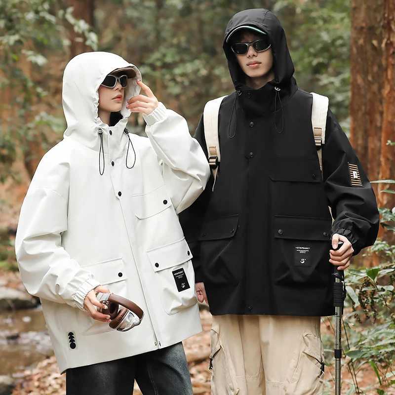 New 2024 Mens Waterproof Hiking Jacket Women Autumn Hooded Windproof Windbreaker Outdoor Hiking Camping Fishing Travel CoatsT250311