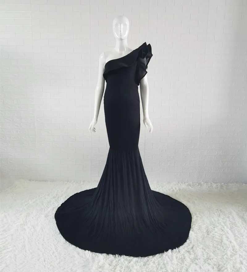 Slope Shoulder Baby Shower Long Dress Strertchy Sleeveless Fashion Maternity Maxi Dresses For Photoshoot X250224