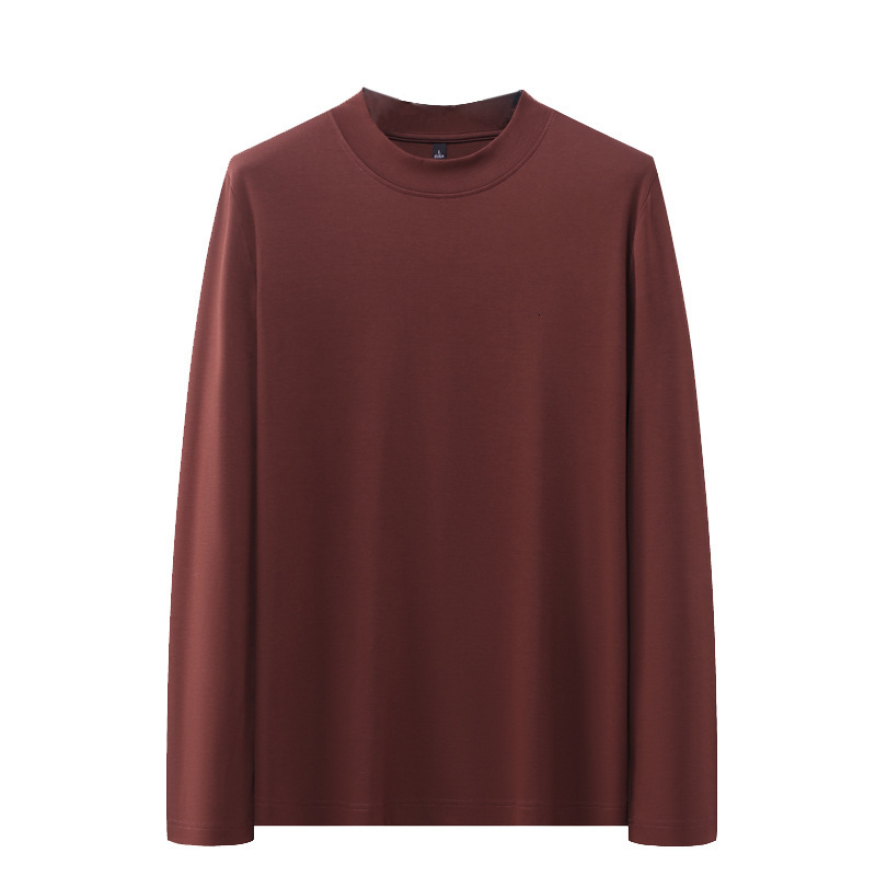Men's base shirt mid to high neck, trendy top elastic high-end feel, paired with long sleeved red t-shirt for men's spring and autumn wear