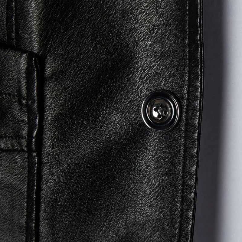 New Men Autumn Motorcycle Causal Vintage Leather Jacket Coat Men Fashion Biker Button Pocket Design PU Leather Jacket Men 6XLT250311