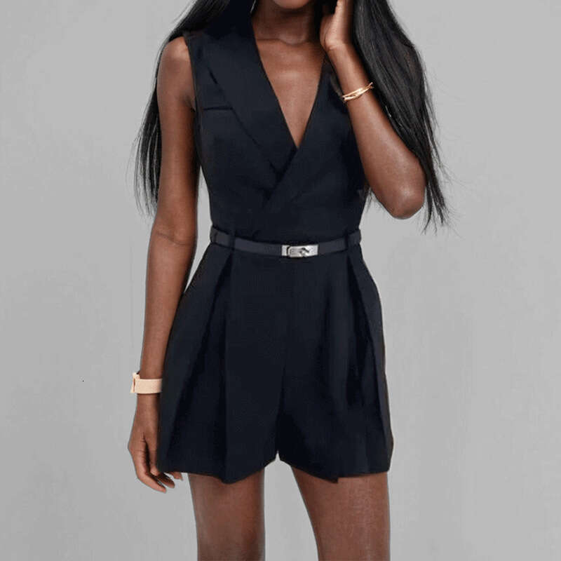 Women's Clothing 2025 Spring New Fashion High Waisted Commuting Temperament Elegant Suit V-Neck Jumpsuit KLMY