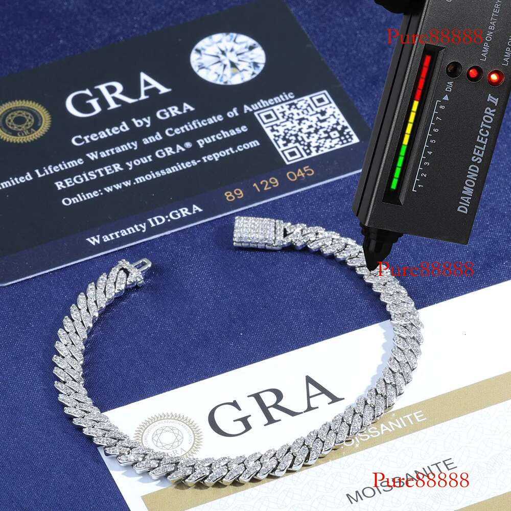 Christmas Gift Women's Customized Iced Sterg Sier 6mm k Chain VVS Moissanite One Row Dia Cuban Necklace