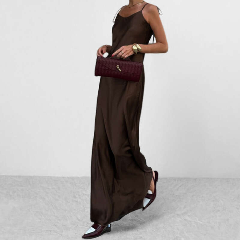 2025 Spring New Women's Clothing Elegant Strap Solid Color Backless Dress For Women KLMY