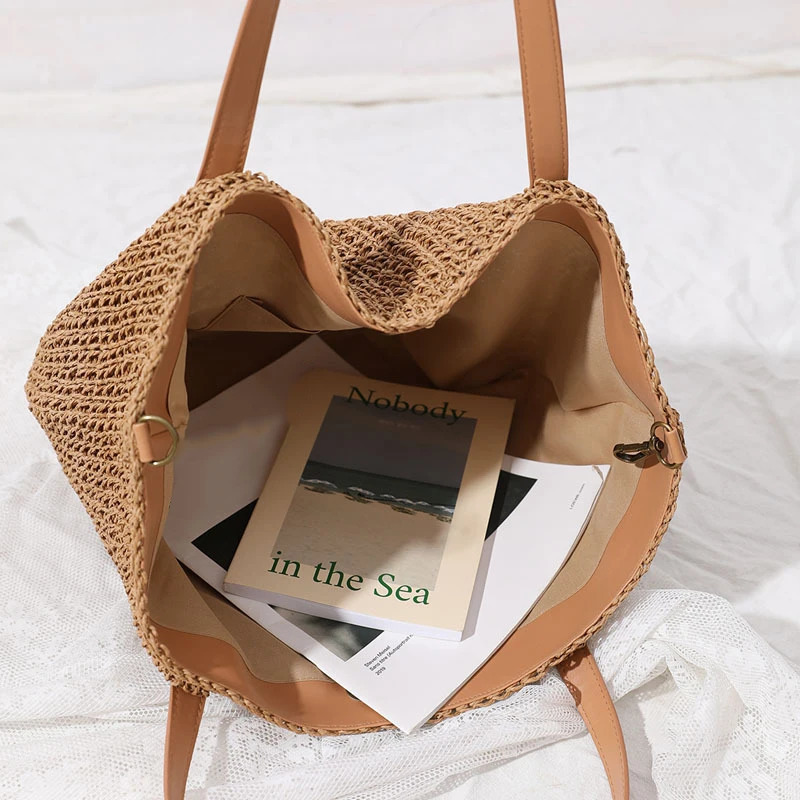 Casual Womens Underarm Shoulder Bag y n Straw Woven Large Capacity Fashion Hobo Handbag Summer Beach BagShopper Tote 250311