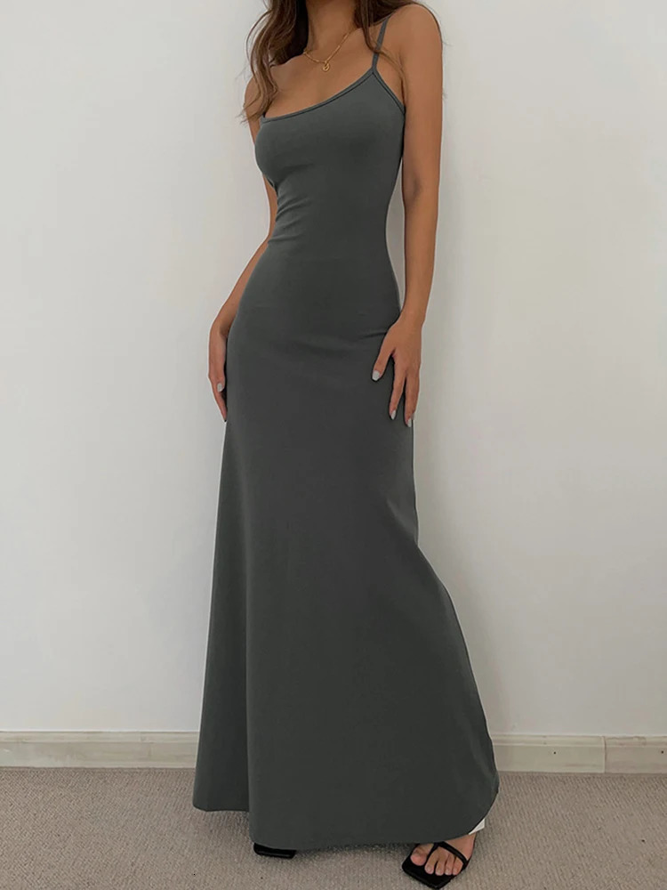 Summer Womens Fashion Simple Temperament Suspender Long Backless Slim Waisted Sexy Sweet And Spicy Casual Dresses 250311