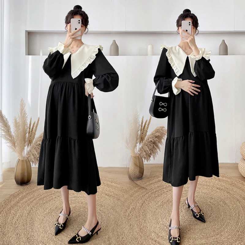 Ruffle Fashion Maternity Dress A Line Loose Clothes For Pregnant Women Pregnancy Photoshoot Dress Elegant Vestidos De FotografaT250311