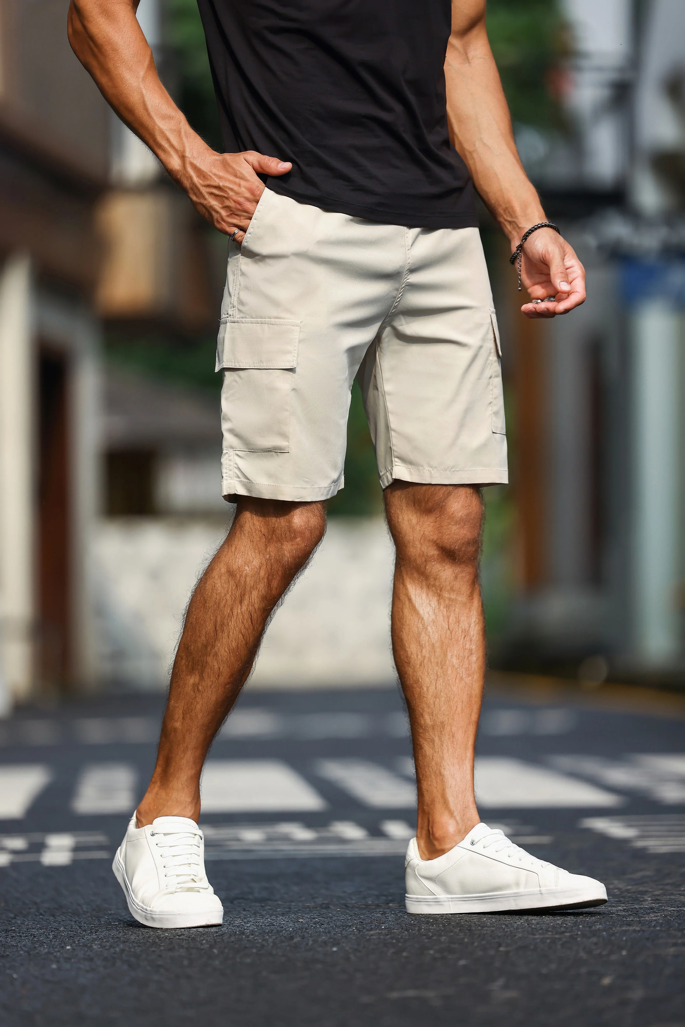 Mens Plain Casual Comfy Cargo Shorts Summer Clothing Bermuda Shorts 250310
