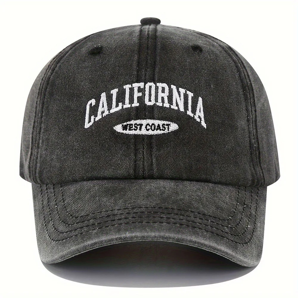1PC Embroidered Baseball Cap On The West Coast Of California Vintage Style Pointed Hat Lightweight Sun Resistant Sport 250311