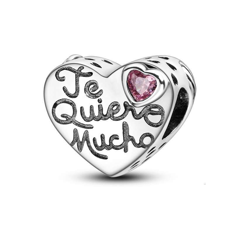 Personalized 925 Sterling Silver Charms beads DIY accessories, colorful zirconium heart-shaped bead pendant bracelet necklace For women Gift