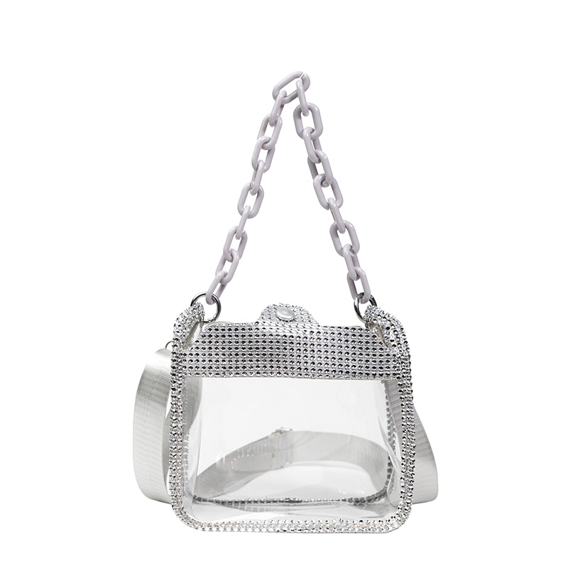 Trendy Translucent PVC Chain Handbag - Stylish and Compact Carry-All Purse