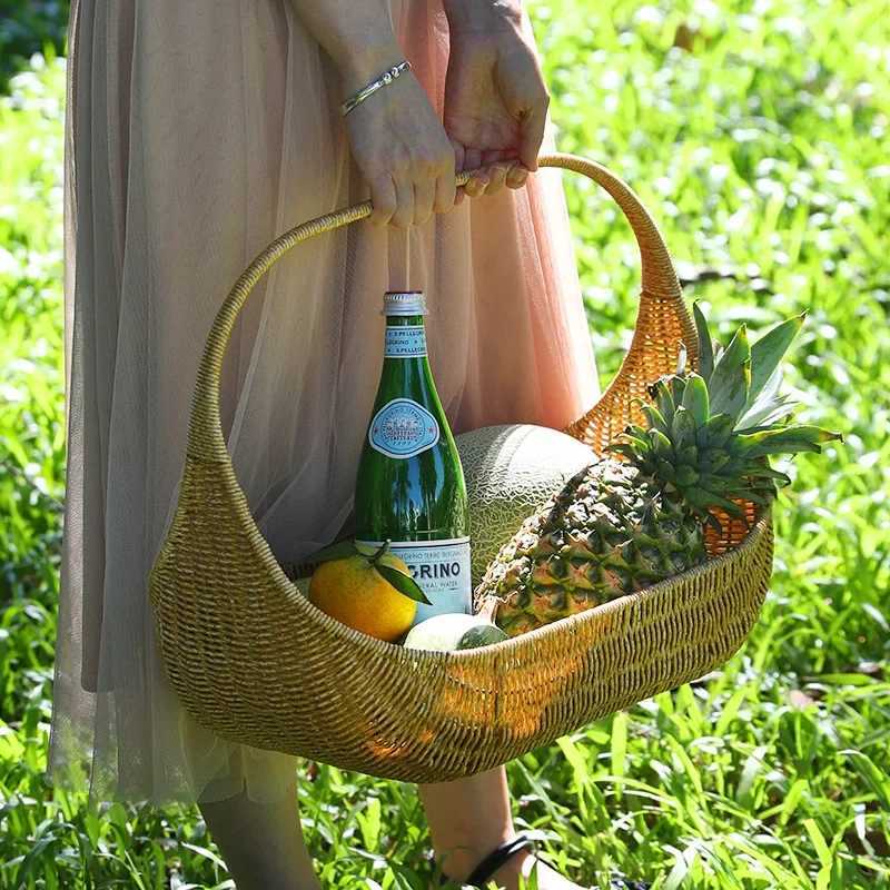 a Picnic Basket with Handle Open Top Garden Harvest Basket Fruit Vegetable Easter Candy Eggs Gathering Baskets X250311