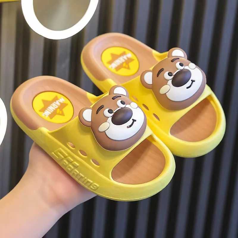 New Summer Children Slippers Cute Cartoon Dinosaur Bear Trim Sandals For Boys Girls Bathe Flip Flops Non-Slip Home Kids ShoesT250311