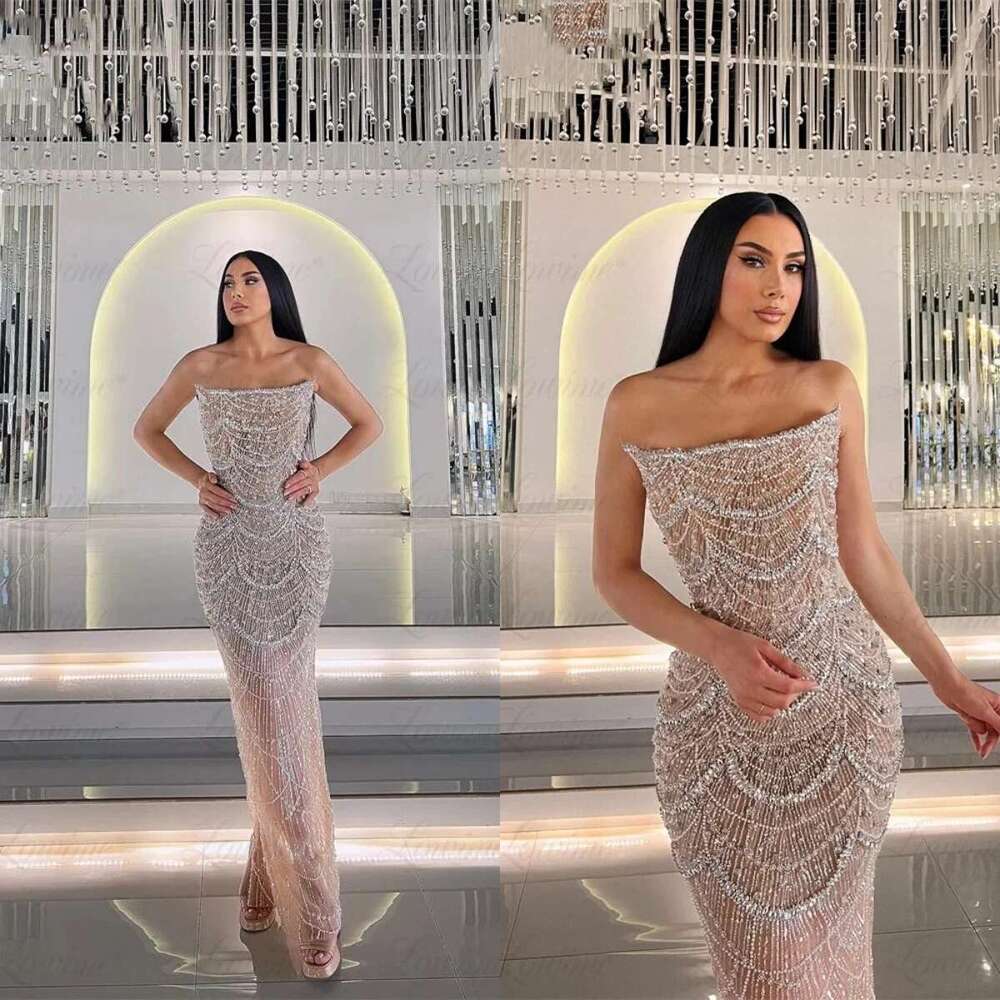 Amazing Crystals Mermaid Ball Gown Strapless Party Evening Be Reception Custom Birthday Engagement Dresses prom
