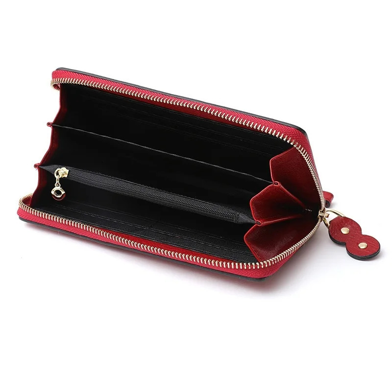 Genuine Leather Wallet Bag Long Real Cow Purse Women First Layer Cowhide Card Holder Clutch for Cell Phone 250311