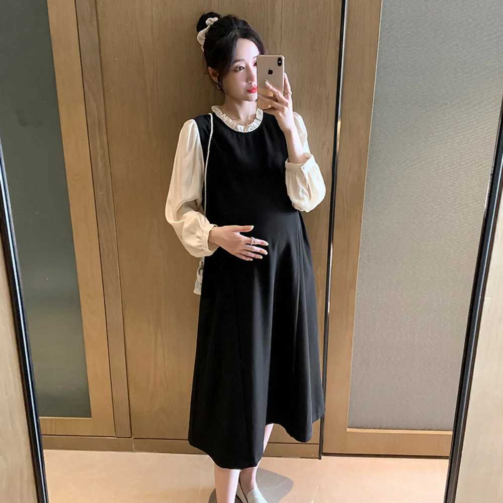 pregnant women clothing Elegant long Sleeve Dress vestidos de fotografia Long Dress korean fashion pregnancy photoshoot dressT250311