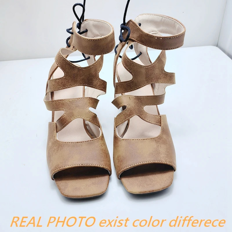 REAVE CAT Fashion Female Sandals Toe Block High Heels 7.5cm Ankle Strap Lace Up Size 48 49 50 Sexy Daily Women Shoes 250305